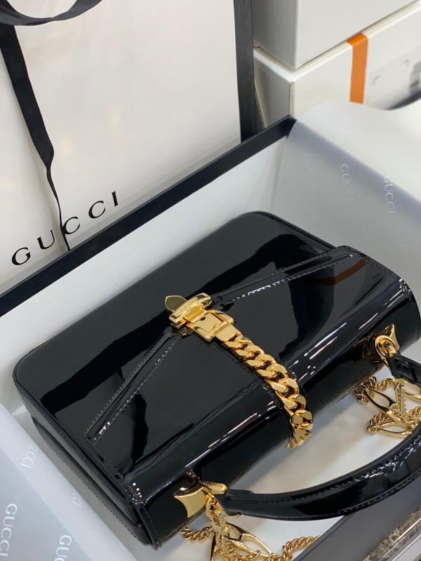 G*u*i sylvie 1969 patent leather mini top handle bag