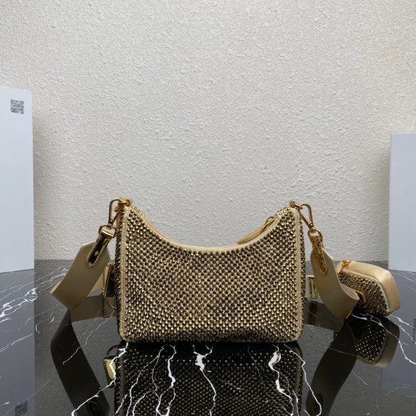 Pra*a re-edition 2005 satin bag with crystals