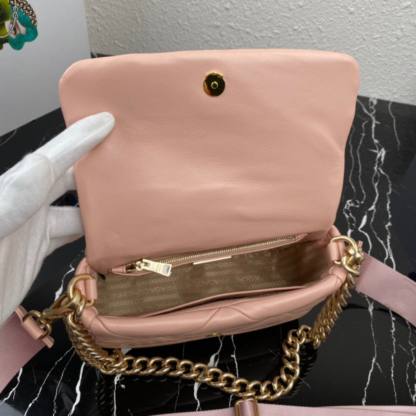 Pra*a system nappa leather patchwork bag