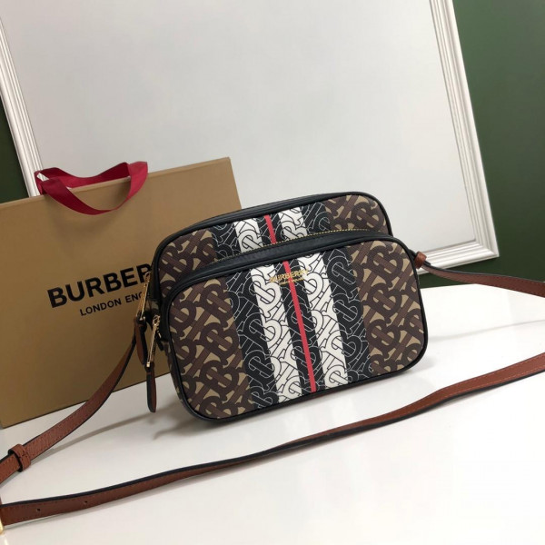 B**rry medium monogram stripe e-canvas camera bag