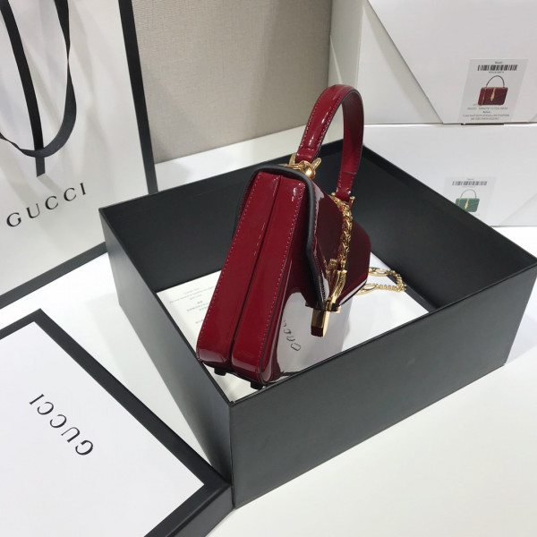 G*u*i sylvie 1969 patent leather mini top handle bag