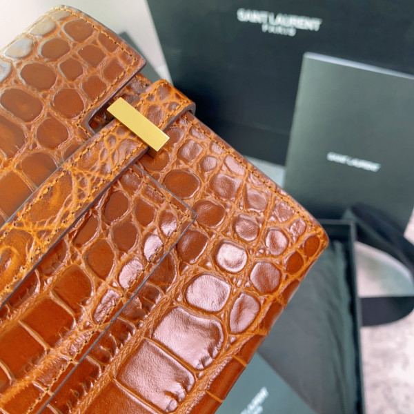Y*L manhattan clutch in crocodile-embossed leather