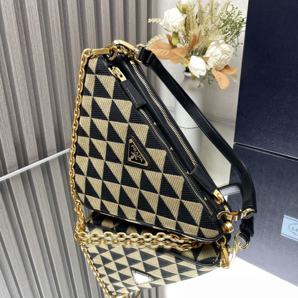 Pra*a triangular sequined pouch-26*16*13cm