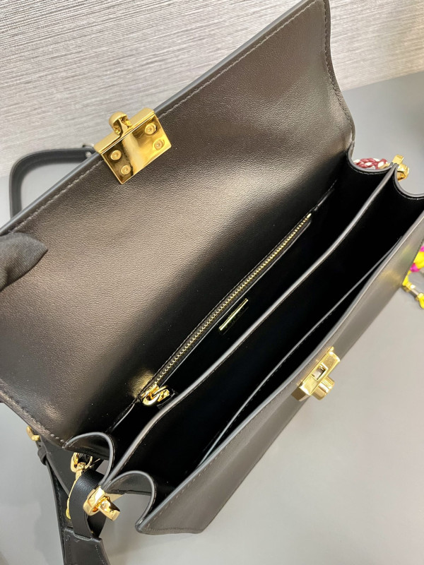 Pra*a soft sound small leather shoulder bag with charms
