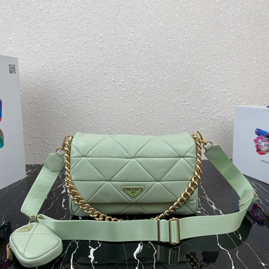 Pra*a system nappa leather patchwork bag