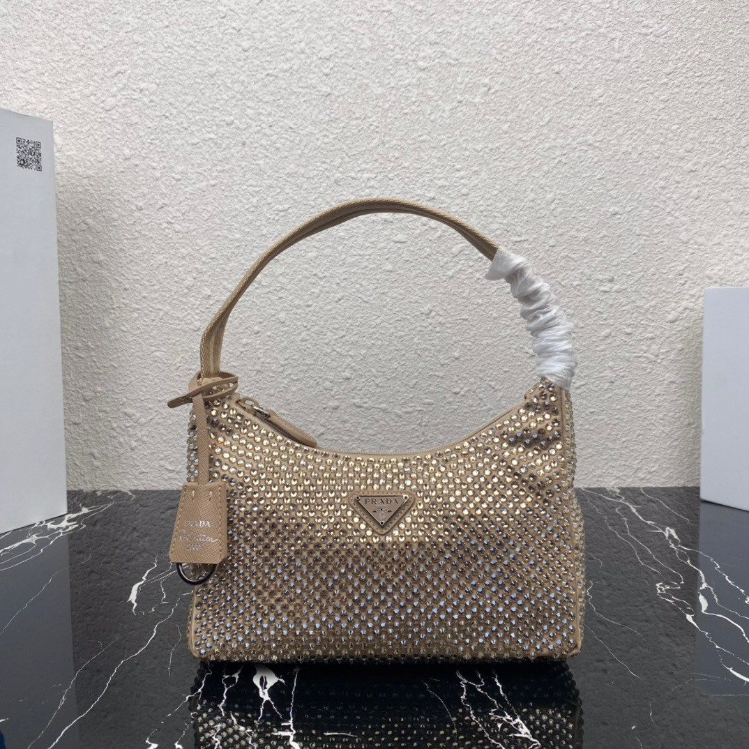 Pra*a satin mini-bag with artificial crystals