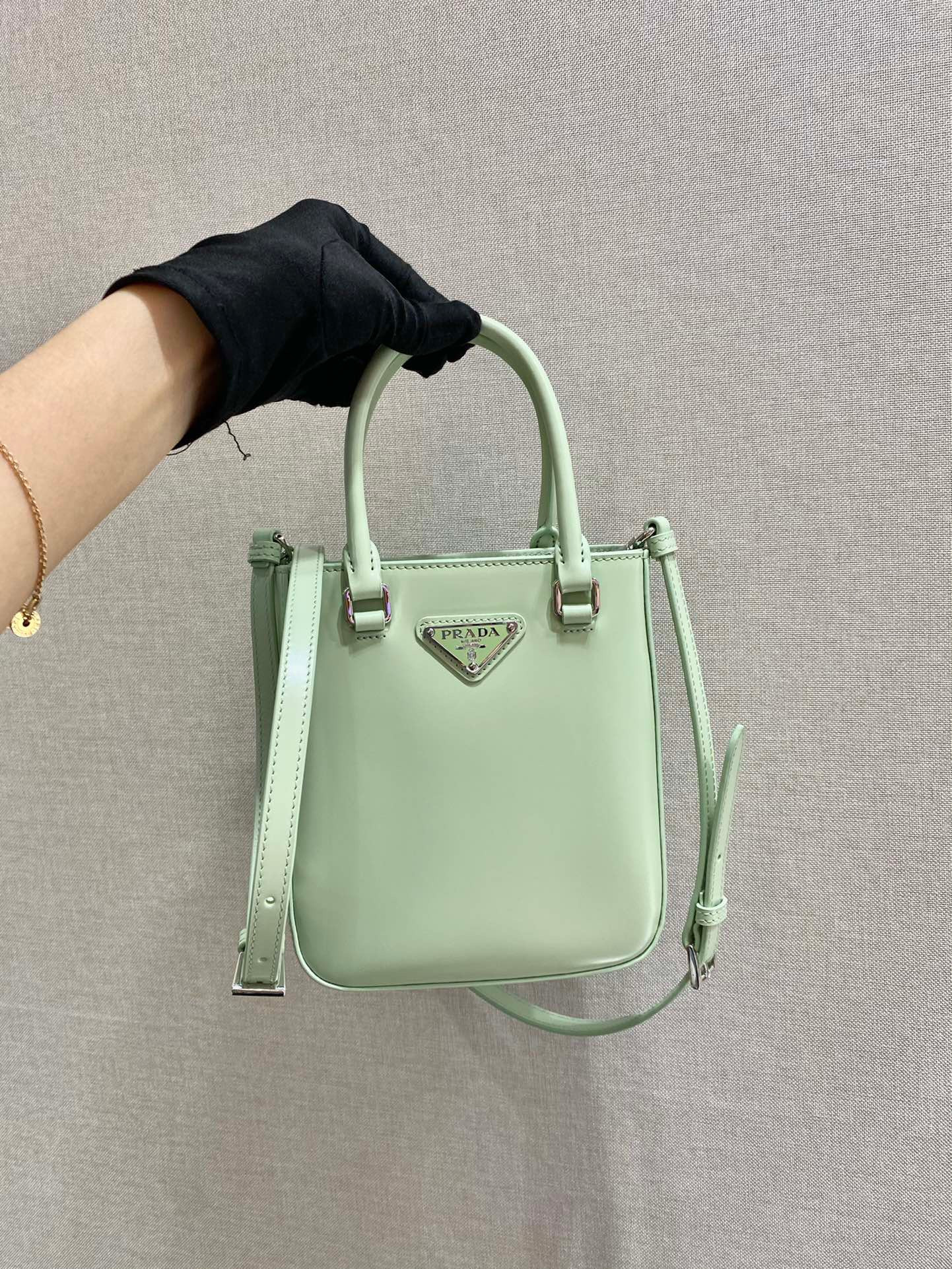 Pra*a small brushed leather tote