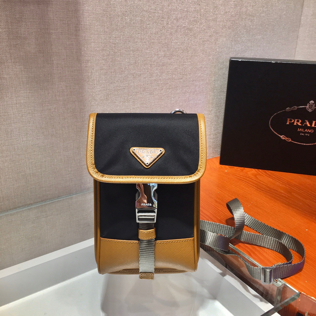 Pra*a nylon and saffiano leather smartphone case