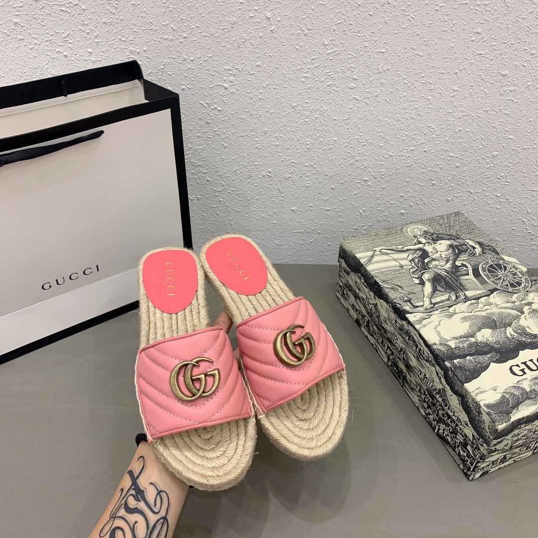 G*u*i leather espadrille sandal