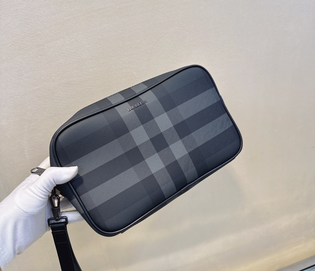 B**rry check and leather pouch
