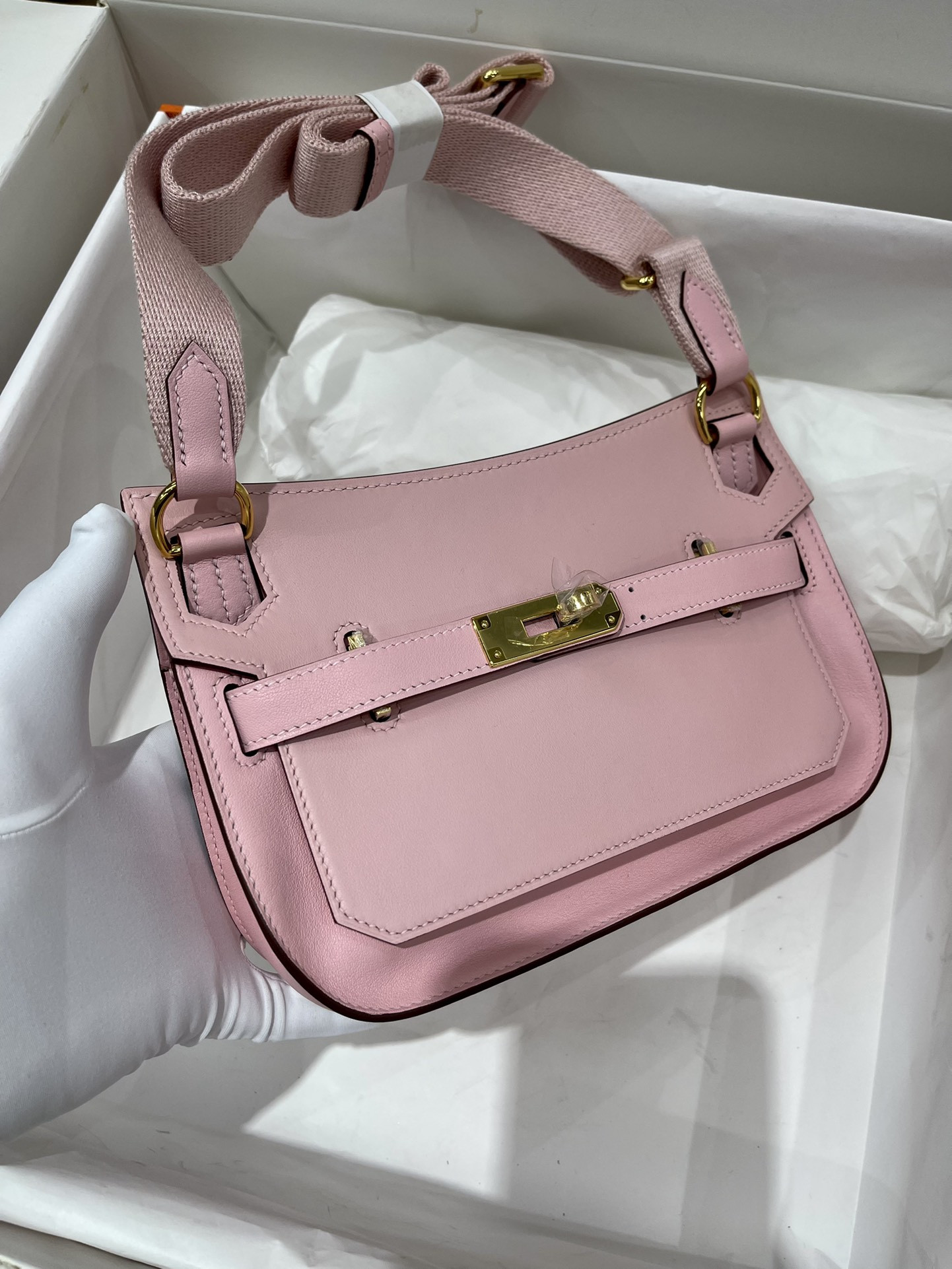 H**mes jypsiere mini bag in swift leather gris meyer