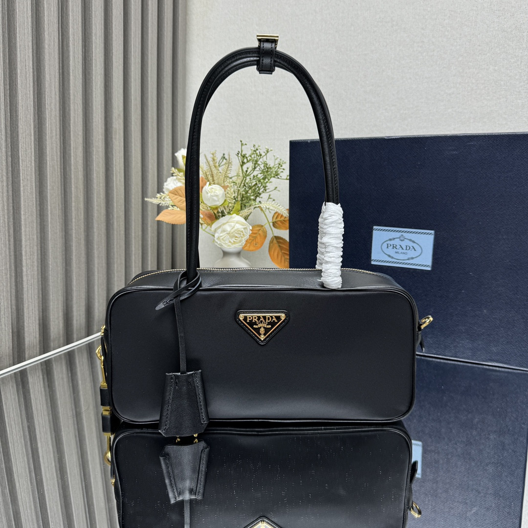 Pra*a re-nylon small top-handle bag with padlock